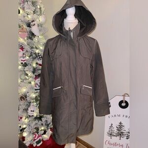 Sebby Hooded Parka Coat water resistant, windproof worn once. Size M EUC